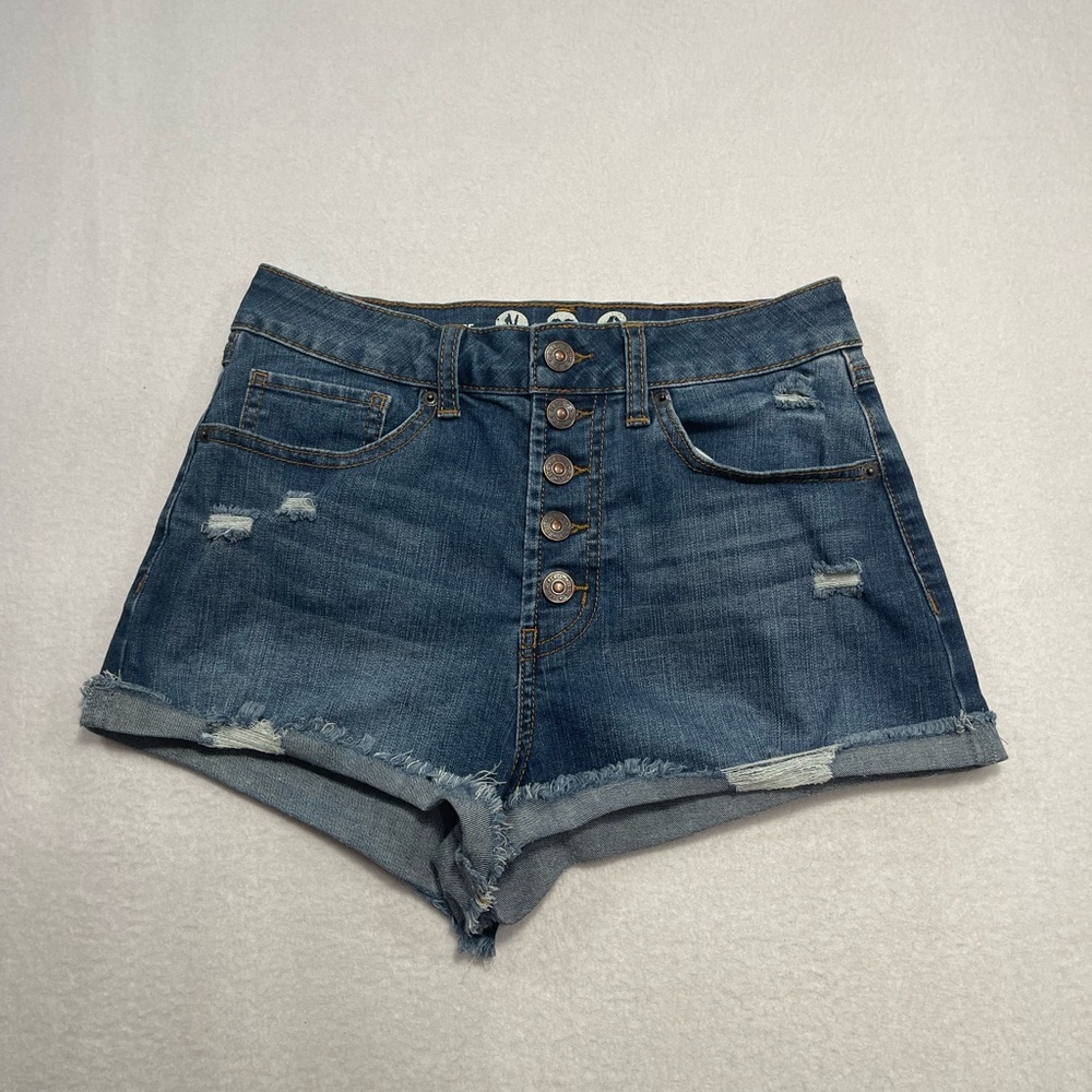 Rewash High Rise Distressed Denim Shorts Button Fly Size 5 Jean Shorts
